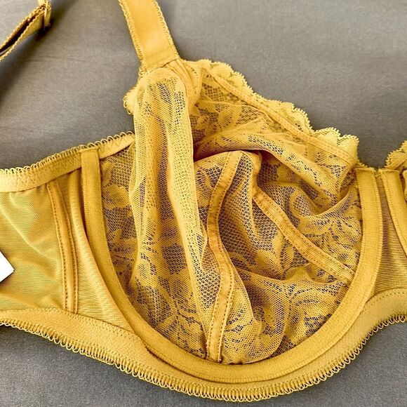 next Lizzie Bra Size 32G Mustard Yellow Lace - Picture 10 of 14